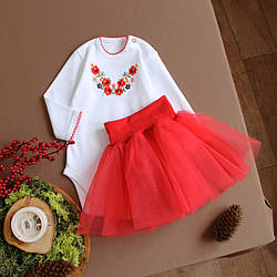 Вишитий набір для дівчаток боді та спідничка Віночок
