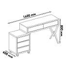 Стіл офісний loft з вбудованою тумбою 160 см Дизайнерські письмові столи з висувними ящиками, фото 8