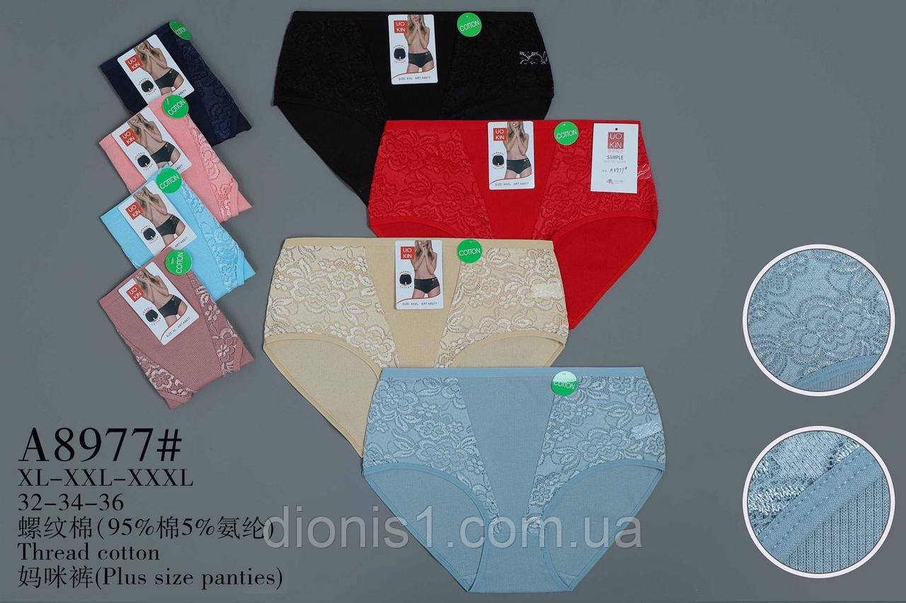 Жіночі бавовняні труси 95% бавовна 5% спандекс, XL-2XL-3XL (32-34-36), фото 1