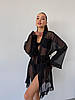 Пляжне кімоно з сітки стрейч з рюшами чорний Oversize S-XL, фото 7