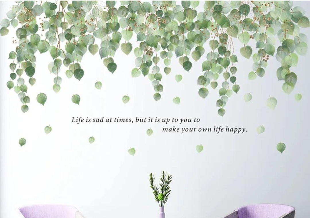 Наклейка на стіну Зелені рослини що звисають  (лист 60 х 90 см) Б296-27