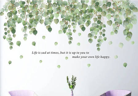 Наклейка на стіну Зелені рослини що звисають (лист 60 х 90 см) Б296-27, фото 1