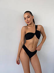 Купальник топ і бразиліани з італійського біфлексу чорний