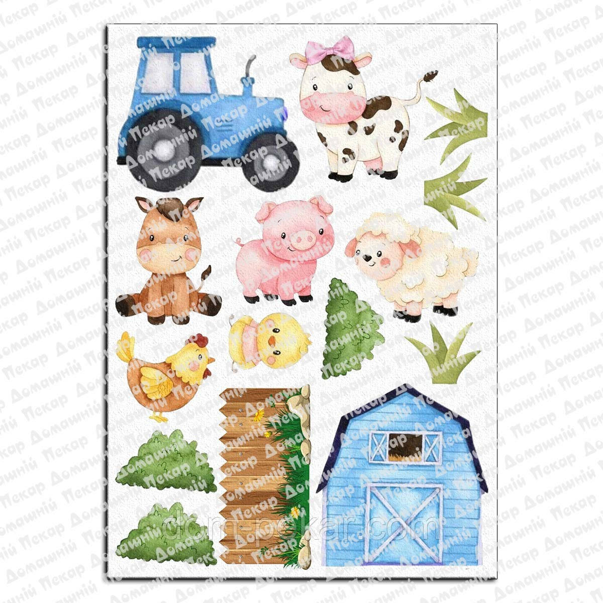 Тварини у селі вафельна картинка