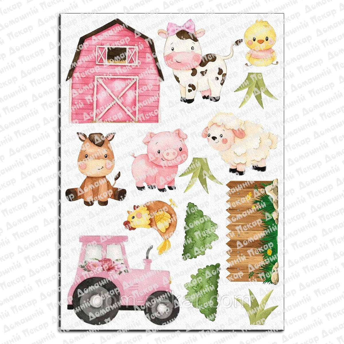 Тварини ферма для дівчинки вафельна картинка