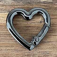 Карабін СЕРЦЕ для сумки Ø всередині 15*2 мм ГРАФІТ