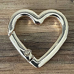 Карабін СЕРЦЕ для сумки Ø всередині 20*2 мм ЗОЛОТО