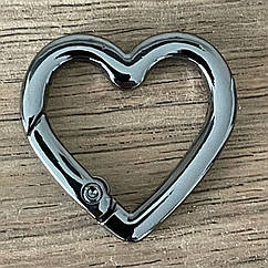 Карабін СЕРЦЕ для сумки Ø всередині 20*2 мм ГРАФІТ