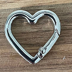 Карабін СЕРЦЕ для сумки Ø всередині 20*2 мм СРІБЛО