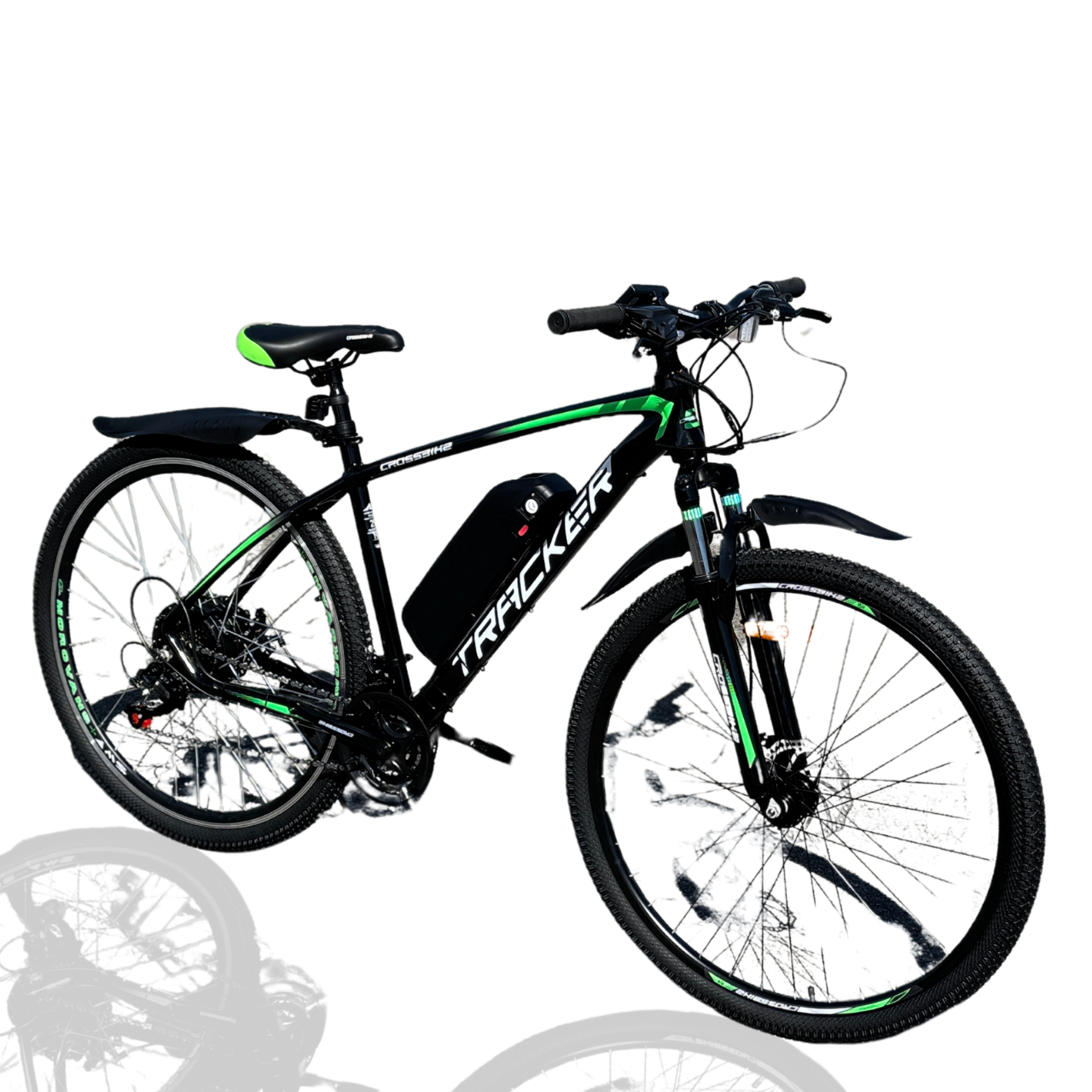Велосипед з Е-комплектом 29" Tracker 2024 Рама 18" black-green 500w 48v 10 ah/ до 35 км запас ходу+дисплей