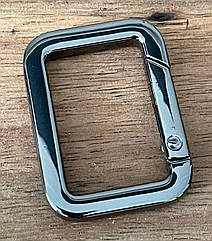 Карабін ПРЯМОКУТНИК для сумки Ø всередині 30*20*4 мм ГРАФІТ