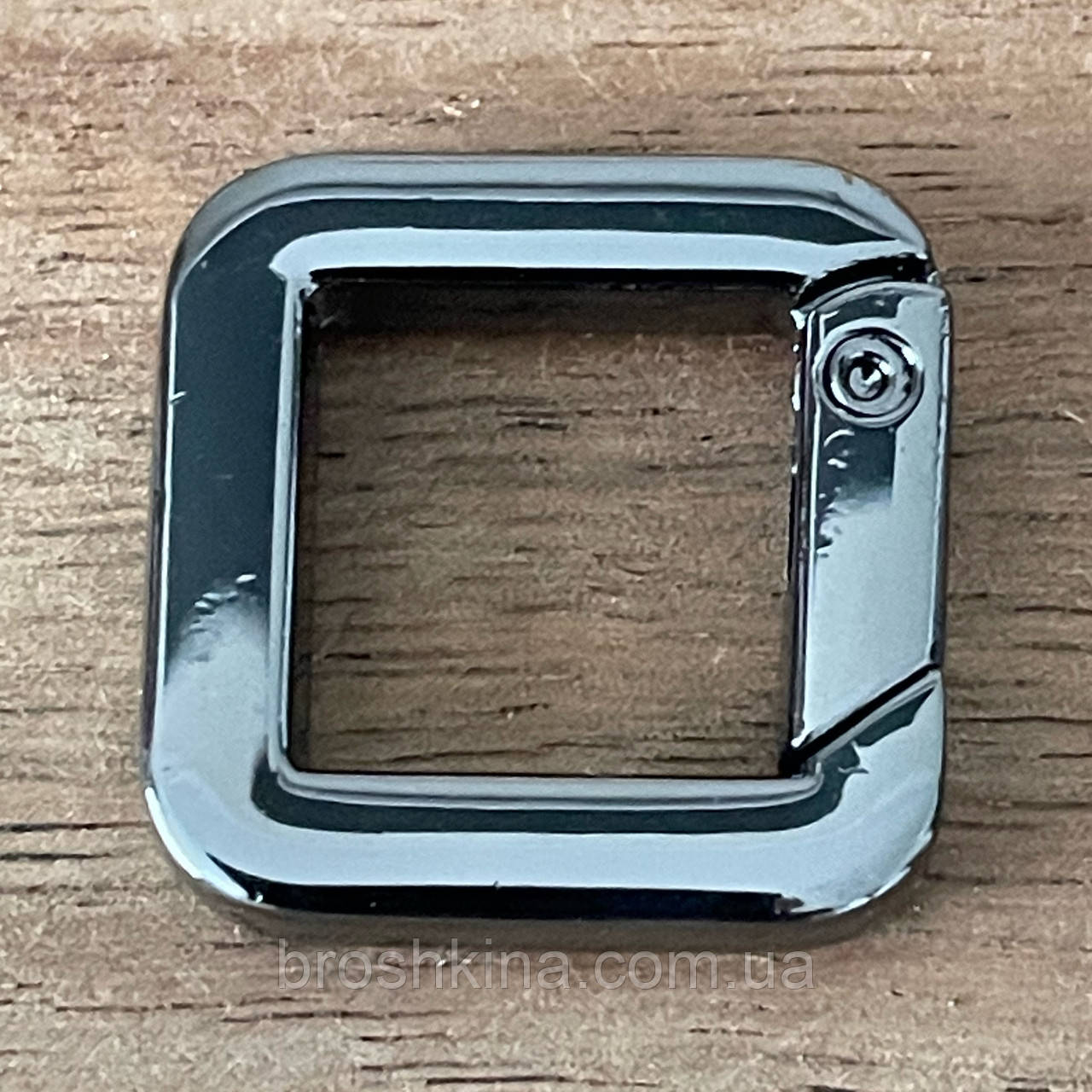 Карабін КВАДРАТ для сумки Ø всередині 15*15*4 мм ГРАФІТ, фото 1