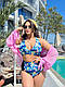 Купальник жіночий базовий ідеальний роздільний плавки висока талія ліф топ біфлекс пляжний принт батал, фото 8