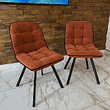 Кухонний стілець GARDA зі спинкою з теракотового шеніла на металевому чорному каркасі, фото 6