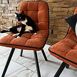 Кухонний стілець GARDA зі спинкою з теракотового шеніла на металевому чорному каркасі, фото 7
