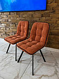 Кухонний стілець GARDA зі спинкою з теракотового шеніла на металевому чорному каркасі, фото 8