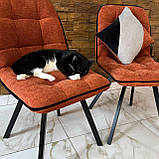 Кухонний стілець GARDA зі спинкою з теракотового шеніла на металевому чорному каркасі, фото 10