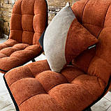 Кухонний стілець GARDA зі спинкою з теракотового шеніла на металевому чорному каркасі, фото 5