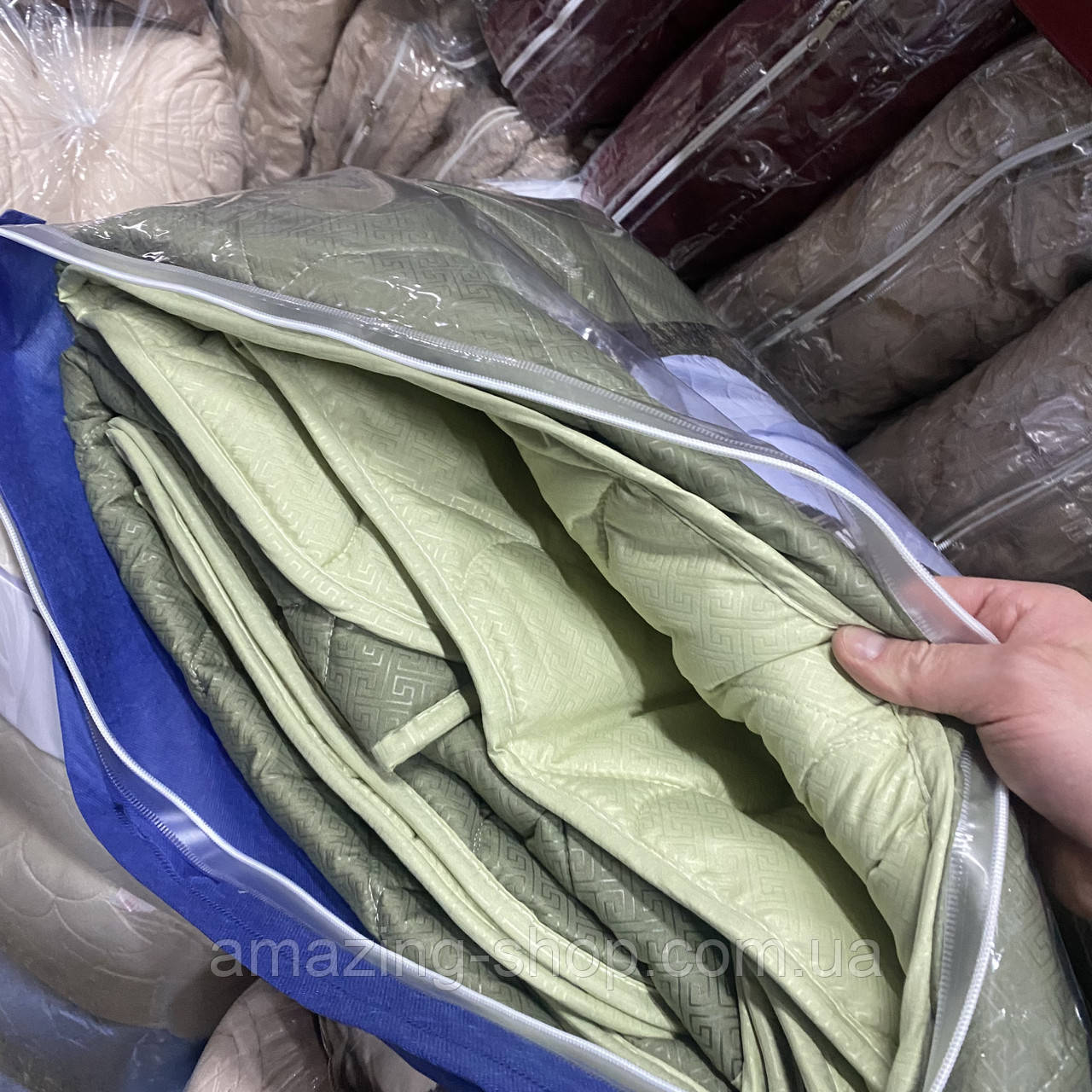 Євро ковдра ODA літня 200х215 см., ОДА  Ковдра літня стьобана, наповнювач бавовна - Хлопкопон, фото 1