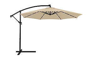 Садова парасоля 3 м WCG із поліестеру 160G та сталевою рама LED-підсвічування на сонячній панелі + чохол Бежевий