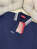 Трикотажне поло темно-синього кольору (класичне лого) чоловіча футболка якість преміум, фото 7