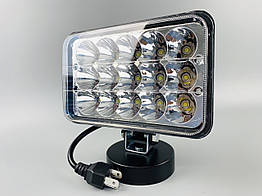 Фара LED прямокутна 45W, 15 ламп, дальній і ближній промінь 10/30V 6000K товщина: 80 мм