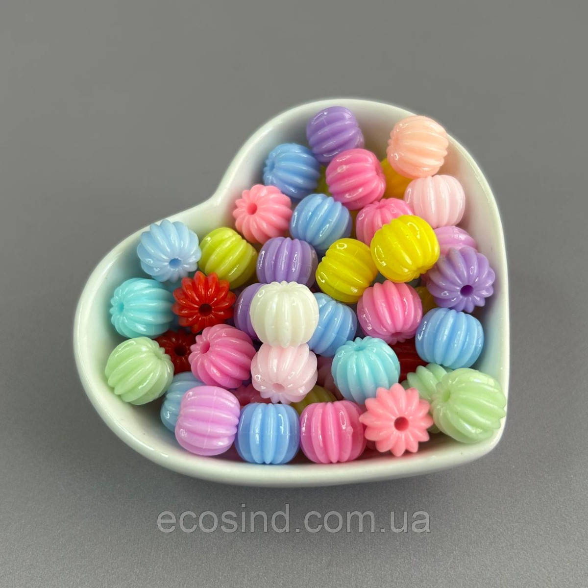 (20 гр) Намистини пластик бочонок-ромашка 9х11 мм - Мікс, фото 1