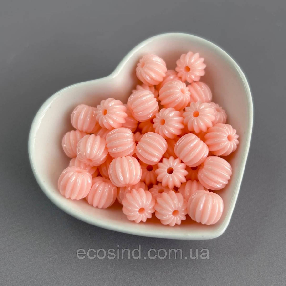 (20 гр) Намистини пластик бочонок-ромашка 9х11 мм - персиковий, фото 1