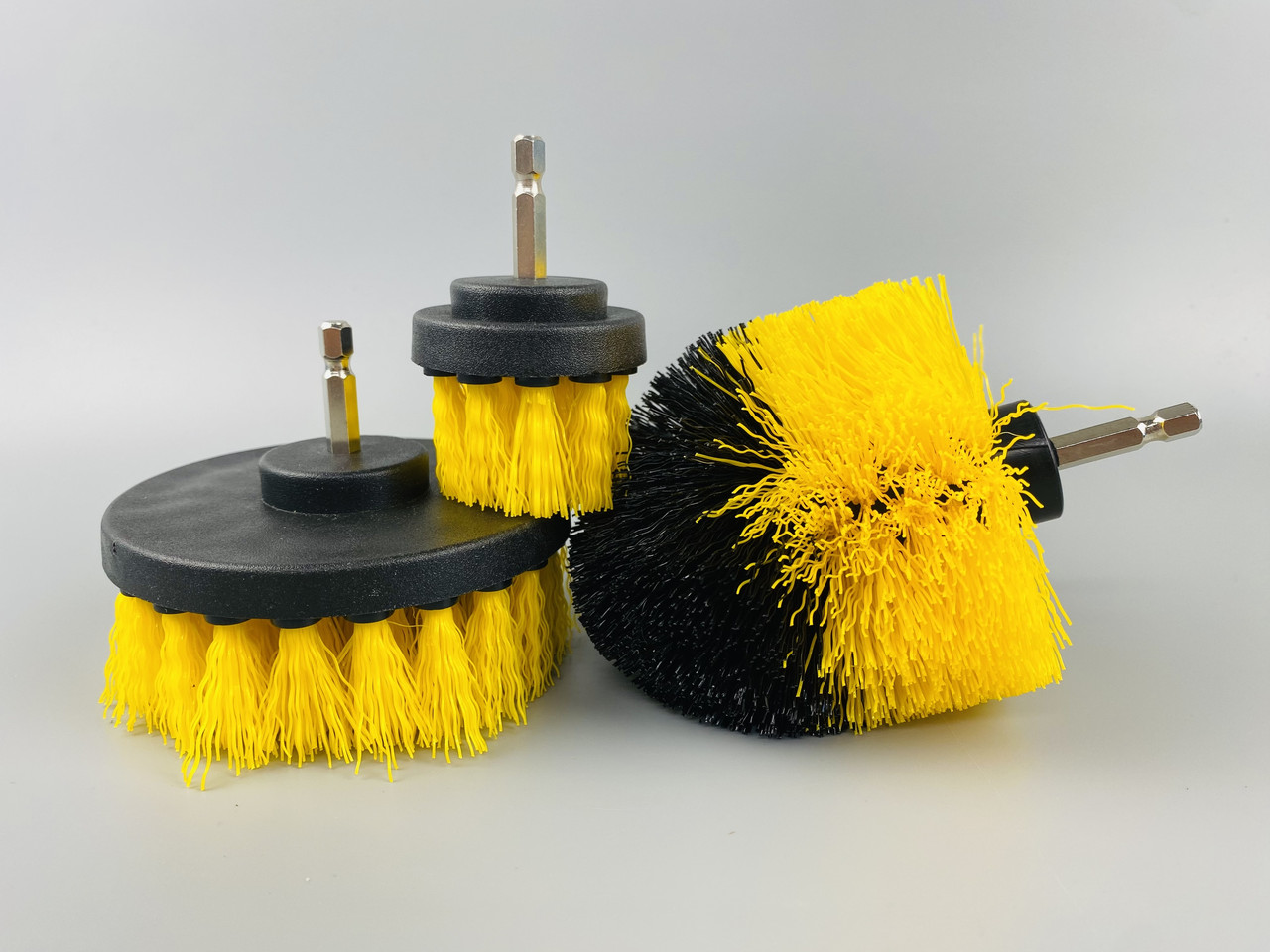 Набір щіток-насадок нейлон на шурупокрут, дриль, (3 шт.), для чищення авто, фото 1