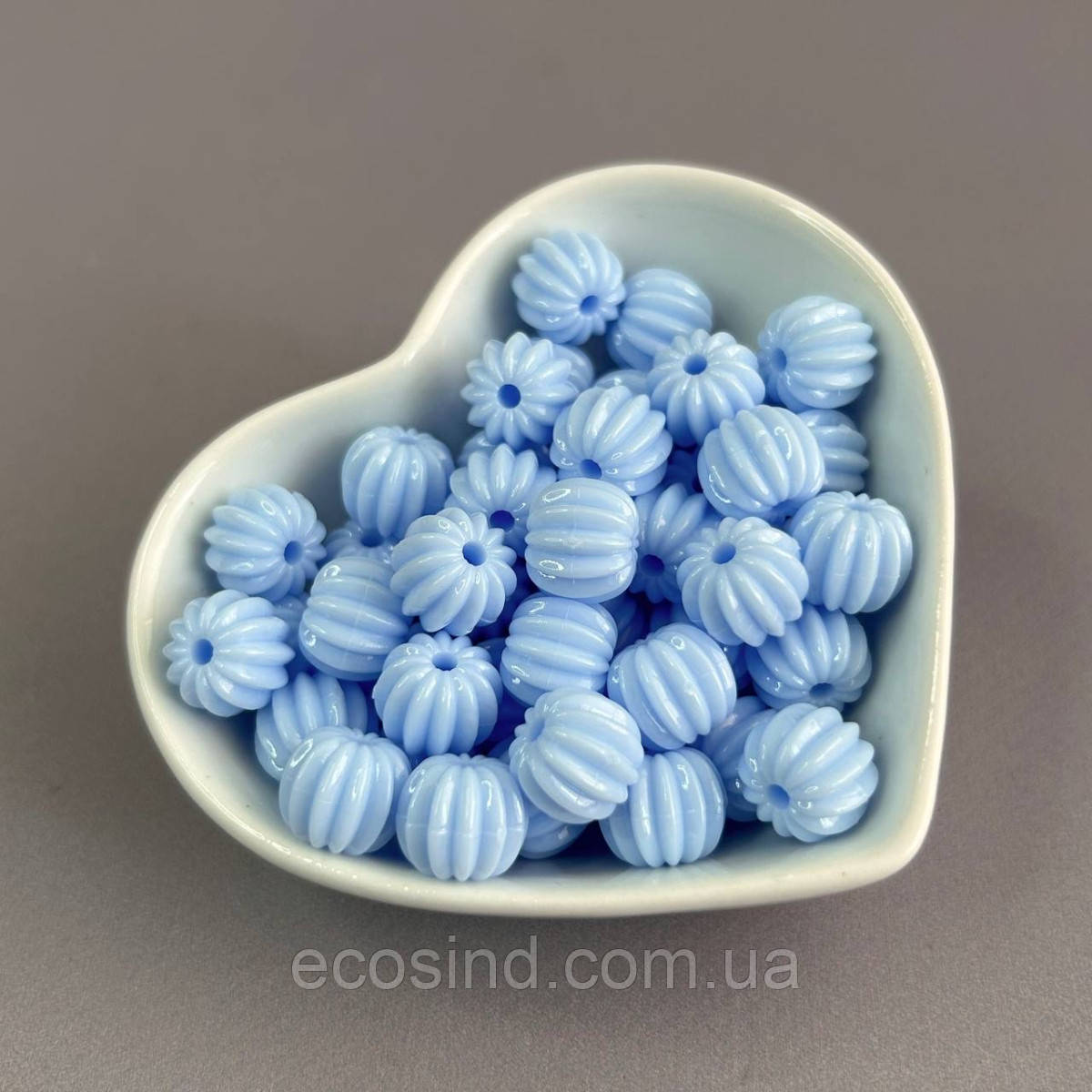 (20 гр) Намистини пластик бочонок-ромашка 9х11 мм - світло-блакитний, фото 1