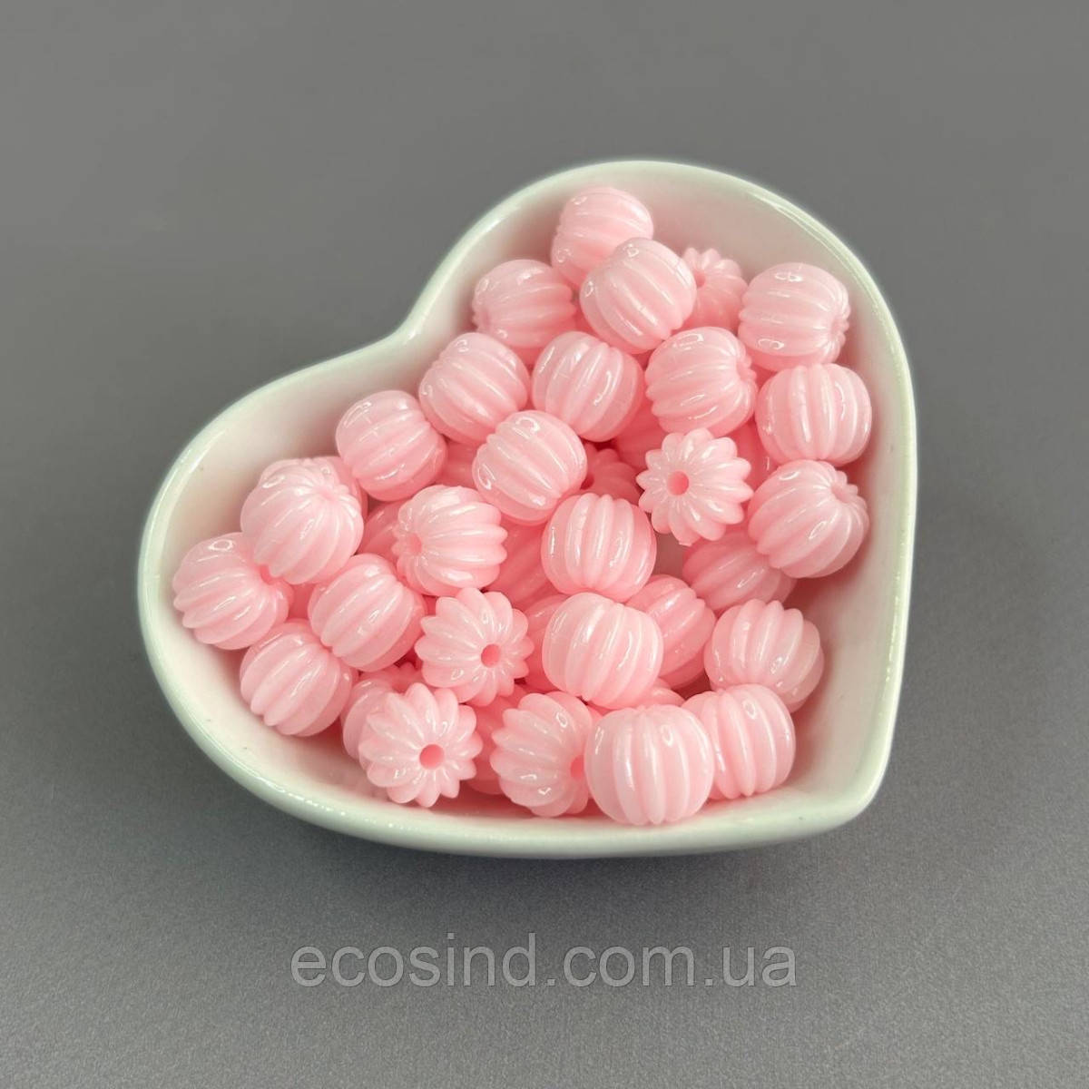 (20 гр) Намистини пластик бочонок-ромашка 9х11 мм - світло-рожевий, фото 1