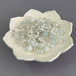 (40 гр) Намистини скляні МІКС кольорів і розмірів 8 мм - білий