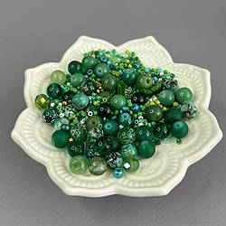 (40 гр) Намистини скляні МІКС кольорів і розмірів 8 мм -  смарагдовый