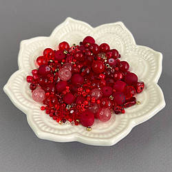 (40 гр) Намистини скляні МІКС кольорів і розмірів 8 мм - червоний