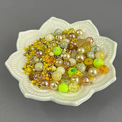 (40 гр) Намистини скляні МІКС кольорів і розмірів 8 мм - лимонний