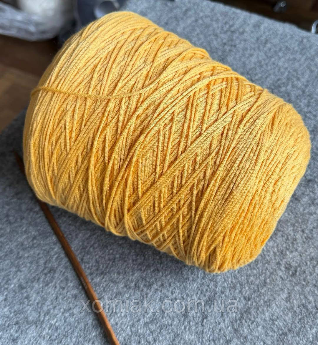 Пряжа кардний меринос шнурочком Park merino BeMiVa жовтий, 367 грамів