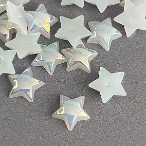 Напівнамистини «Зірки» 10 мм, 10 гр/уп - білий з покриттям АВ