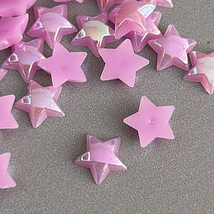 Напівнамистини «Зірки» 10 мм, 10 гр/уп - малиновий з покриттям АВ