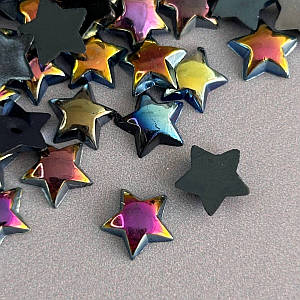Напівнамистини «Зірки» 10 мм, 10 гр/уп - чорний з покриттям АВ