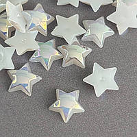 Напівнамистини «Зірки» 10 мм, 10 гр/уп - білий з покриттям АВ