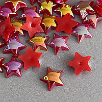 Напівнамистини «Зірки» 10 мм, 10 гр/уп - червоний з покриттям АВ