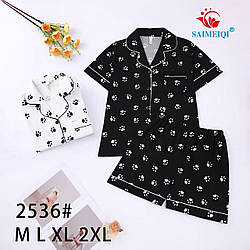 Піжама сорочка на гудзиках з коротким рукавом і шортами. Трикотаж.