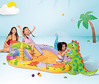 Надувний дитячий ігровий центр - басейн з гіркою, 201x157x69 см Intex 56139 "Дінопарк"