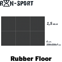 Гумове покриття для тренажерного залу гумові плитки RN Sport Rubber Floor 500 x 500 x 7 мм (6 шт.)