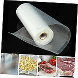 Харчові пакети для вакууматора 25×500 см у рулоні, для зберігання їжі, одноразові, PA+PE, білі, фото 6