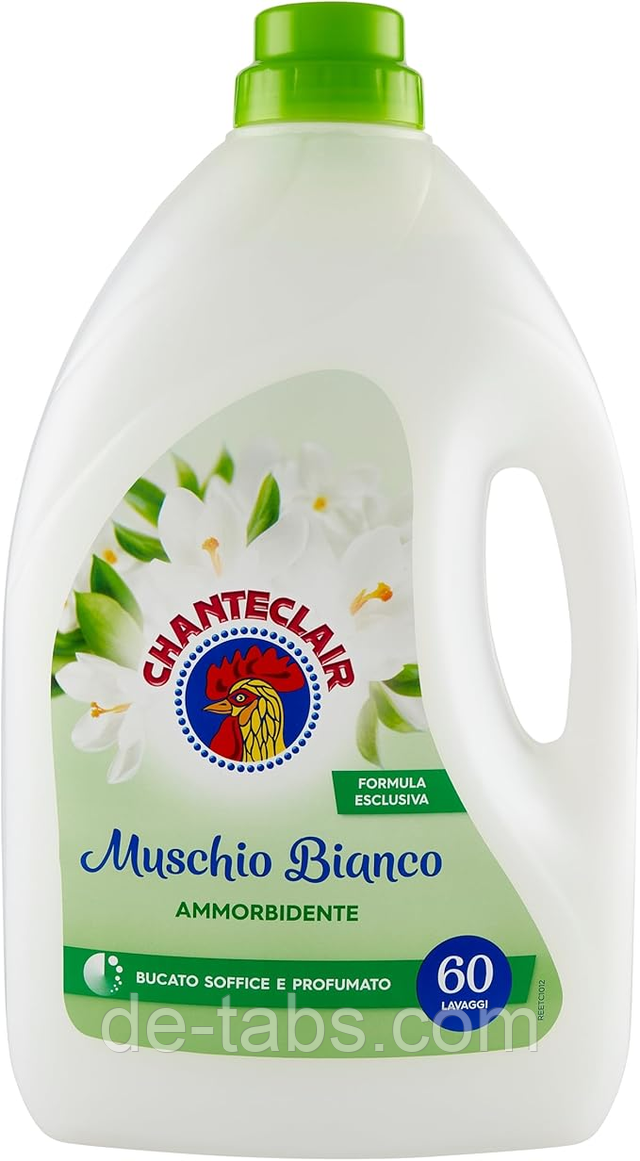 Кондиціонер для білизни Chanteclair Muschio Bianco 3000 мл – упаковка засобу з ароматом білого мускусу, Італія