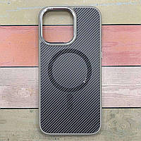Чохол для Apple iPhone 16 Pro протиударний, гумовий карбон Carbon Mirage with MagSafe. Сірий (Grey)