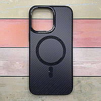 Чохол для Apple iPhone 16 Pro протиударний, гумовий карбон Carbon Mirage with MagSaf. Чорний (Black)
