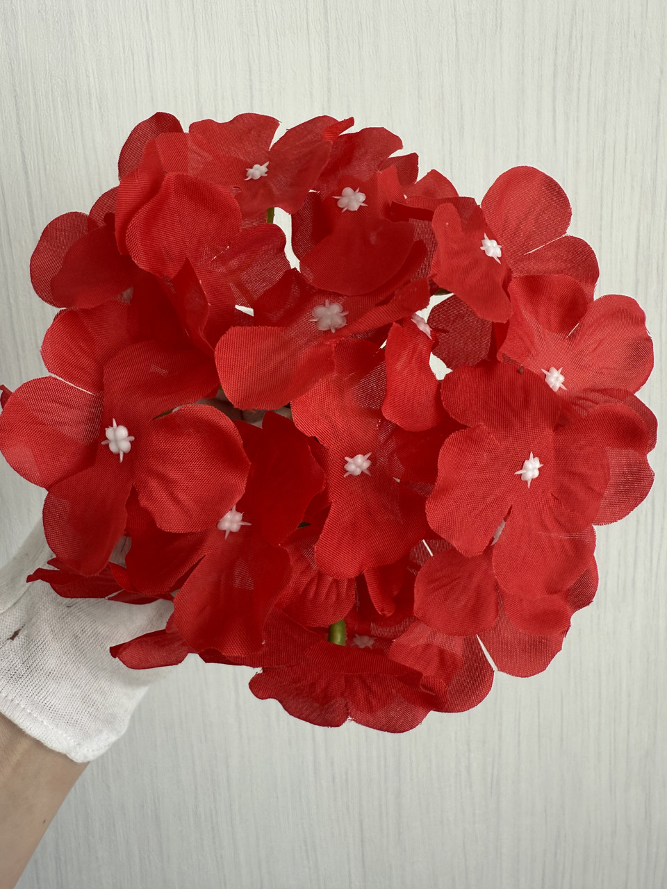 Штучна голівка гортензії ( червона , діаметр 16 см ), фото 1