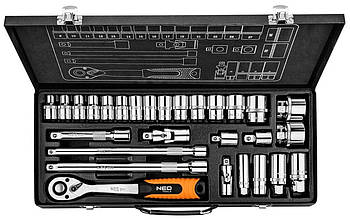 Набір інструментів Neo Tools, набір торцевих головок 1/2", 3/8", 28шт